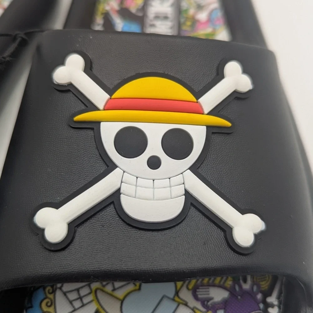 One Piece Anime Skull Slides Sandals Mens Size 8 Black Anime Slip On